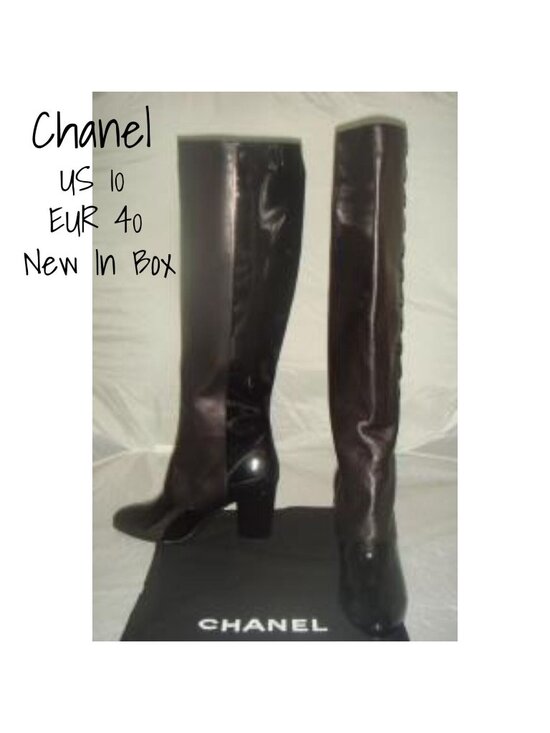 CHANEL Shoes - Chanel Karl Lagerfeld Runway Leather Button Boots Black Brown 10/40 New in Box